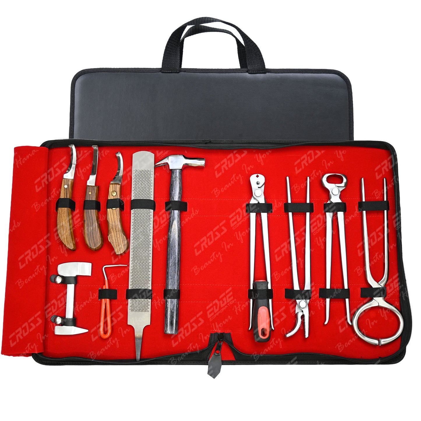 Horse Farrier Tools Kit – 12 Pc Professional Hoof Trimming & Shoeing Set