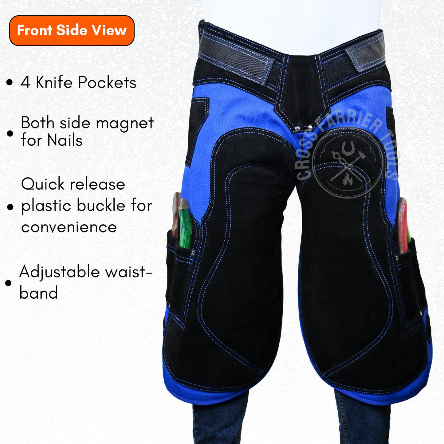 Premium Leather Farrier Chaps – Durable Apron with Knife Pockets & Magnetic Holders