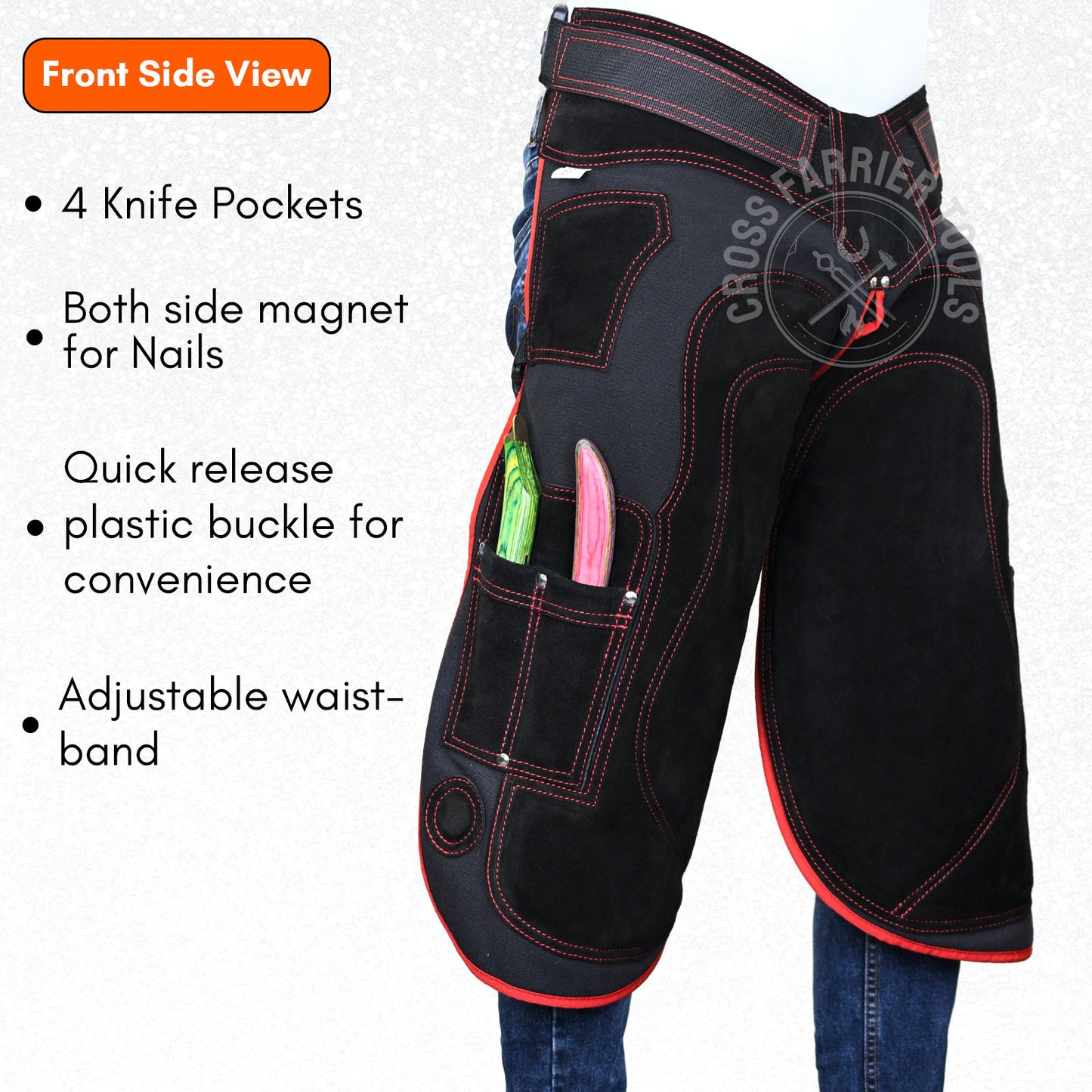 Durable Leather Farrier Chaps – Hoof Trimming Apron with Knife Pockets