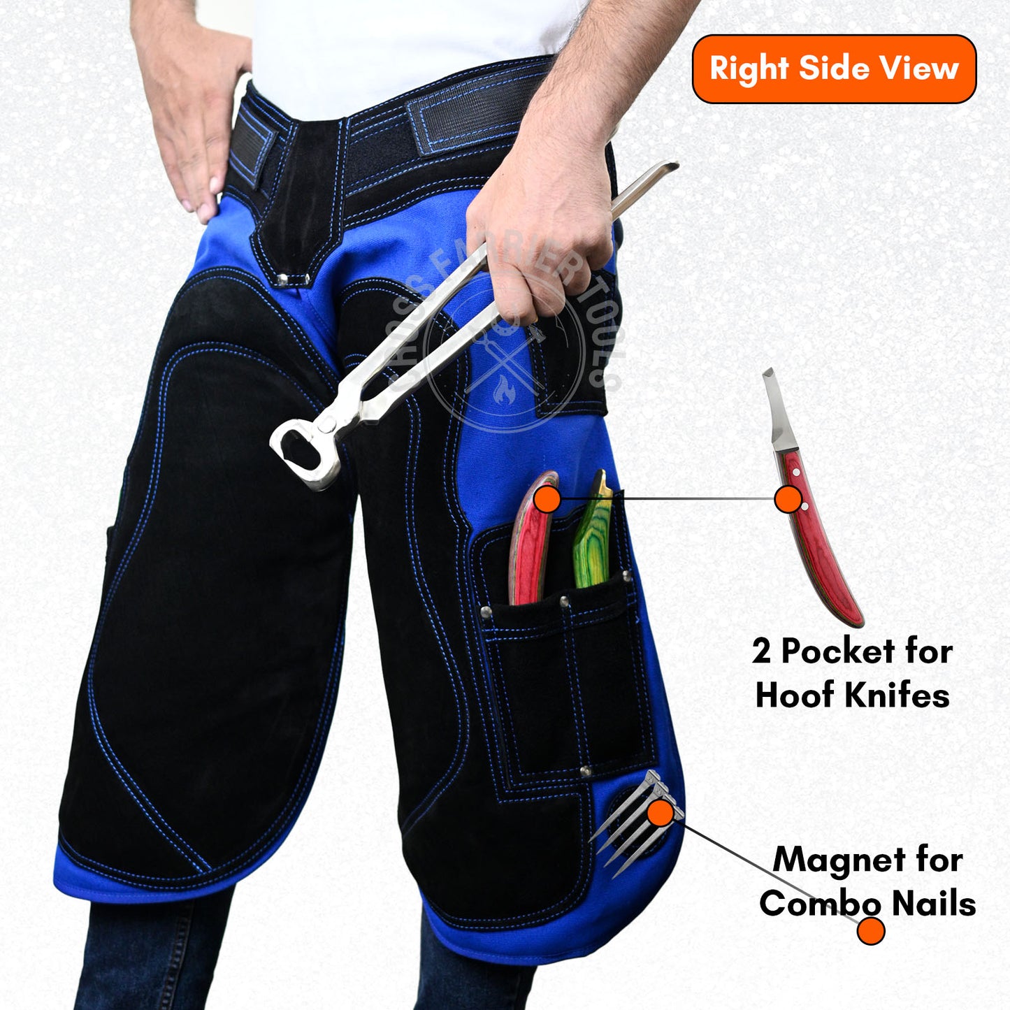 Premium Leather Farrier Chaps – Durable Apron with Knife Pockets & Magnetic Holders