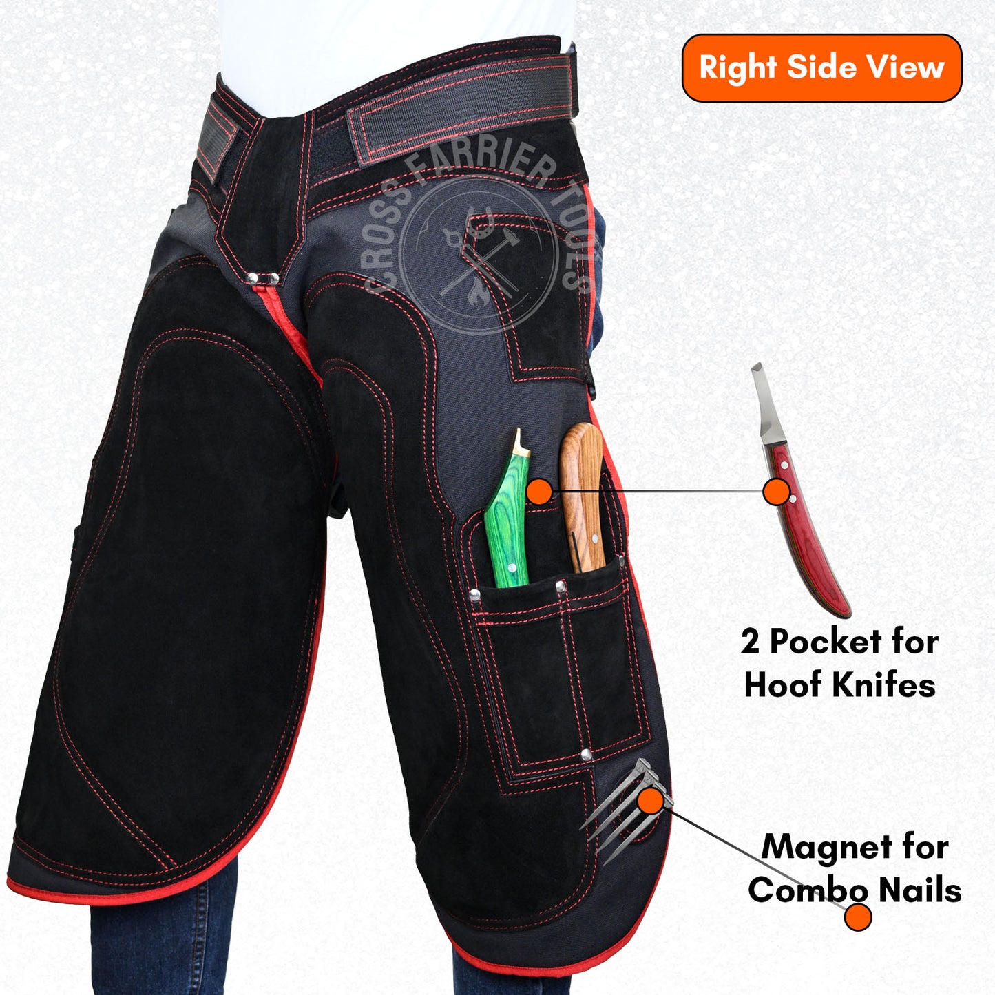 Durable Leather Farrier Chaps – Hoof Trimming Apron with Knife Pockets