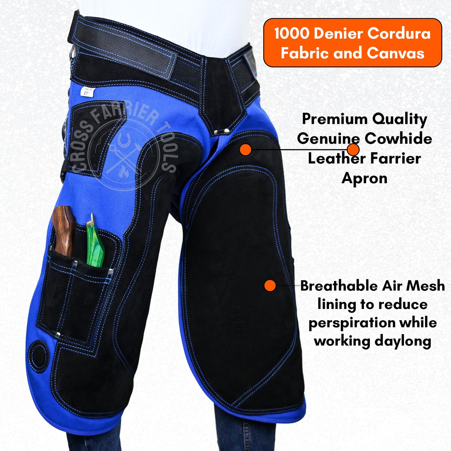Premium Leather Farrier Chaps – Durable Apron with Knife Pockets & Magnetic Holders