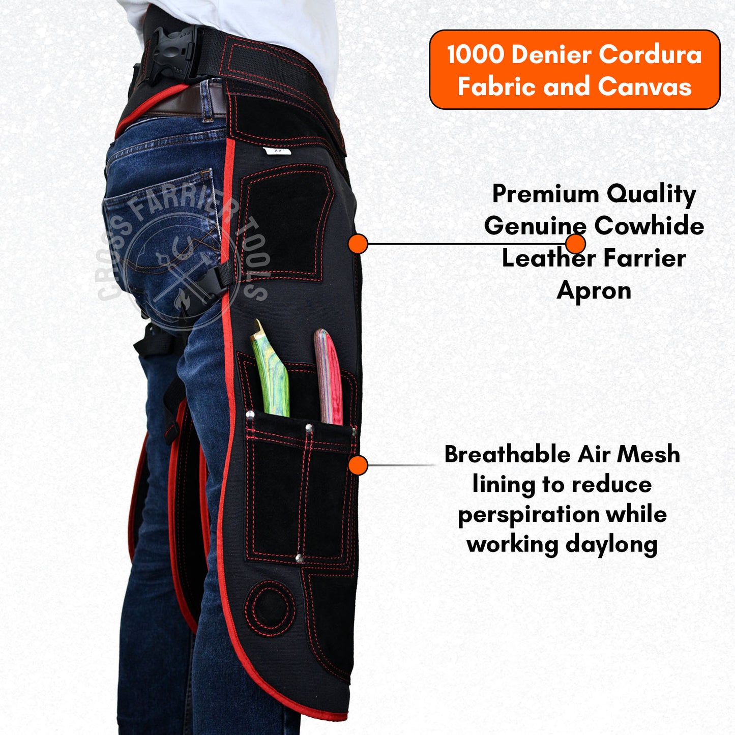 Durable Leather Farrier Chaps – Hoof Trimming Apron with Knife Pockets