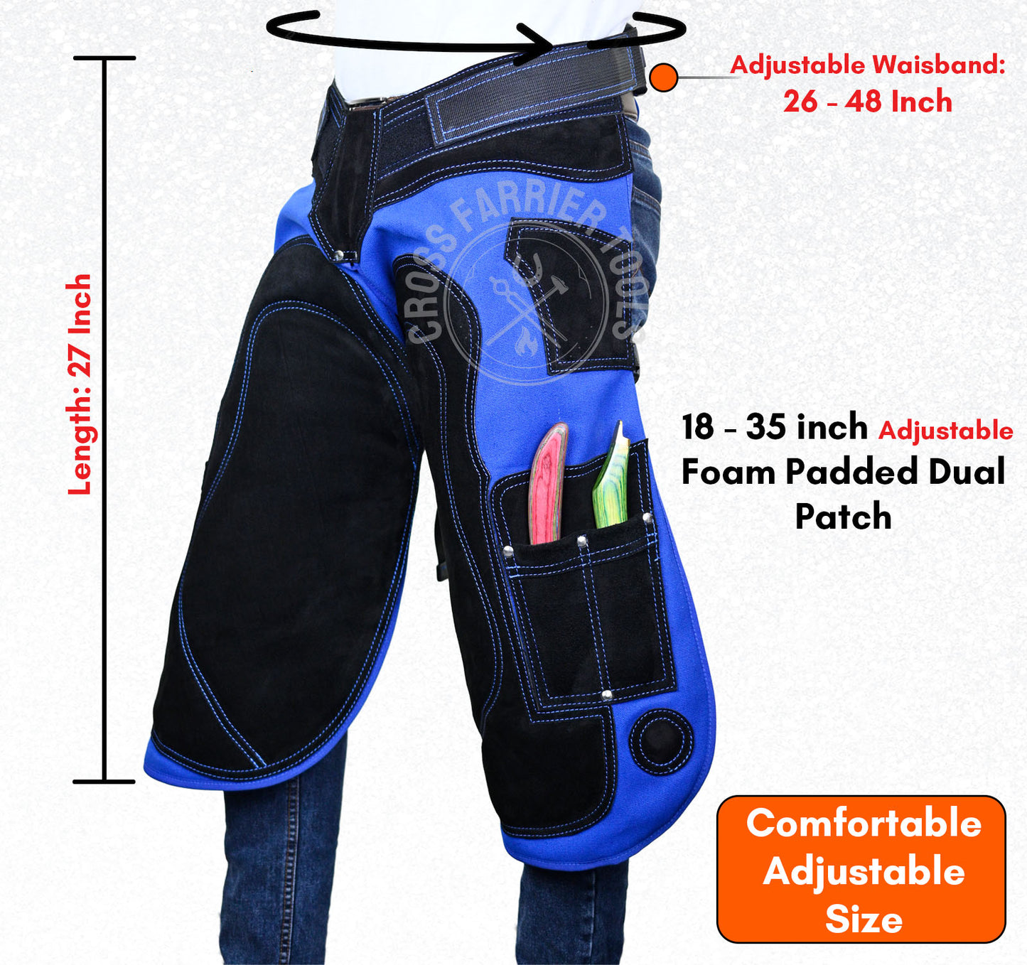 Premium Leather Farrier Chaps – Durable Apron with Knife Pockets & Magnetic Holders