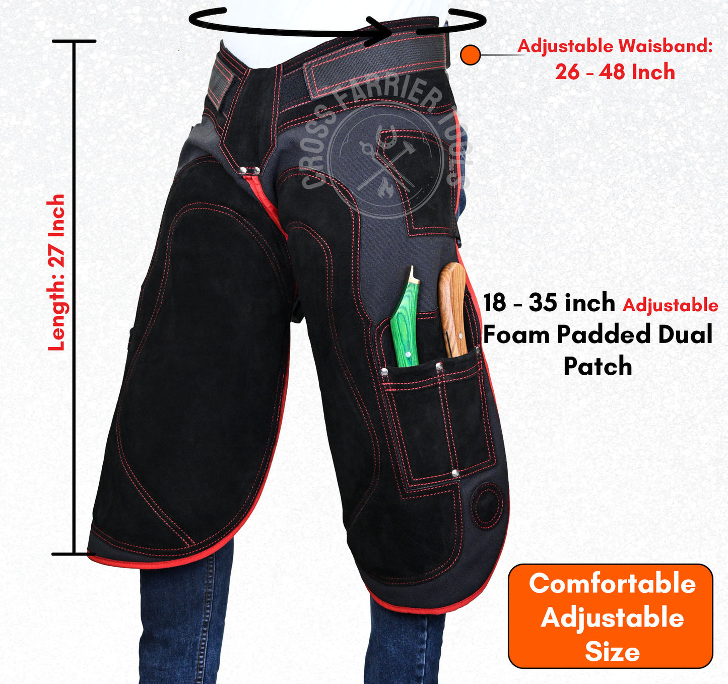 Durable Leather Farrier Chaps – Hoof Trimming Apron with Knife Pockets