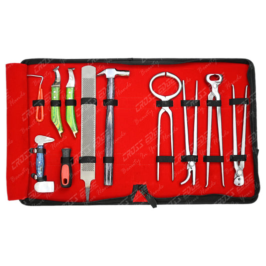 Horse Farrier Tools Kit – 10 Pc Professional Hoof Trimming & Shoeing Set