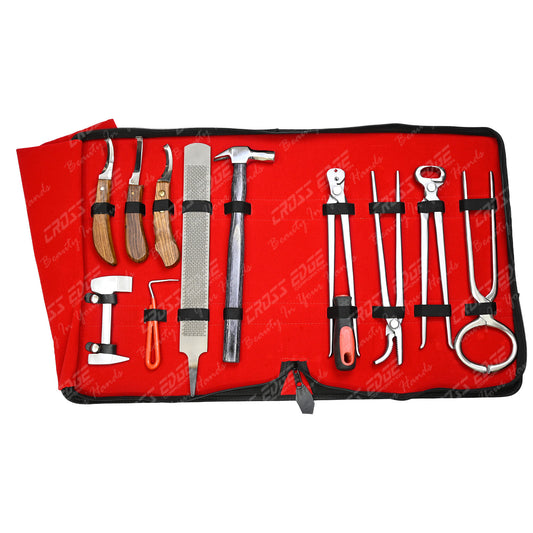 Horse Farrier Tools Kit – 12 Pc Professional Hoof Trimming & Shoeing Set