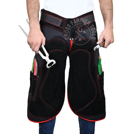 Durable Leather Farrier Chaps – Hoof Trimming Apron with Knife Pockets