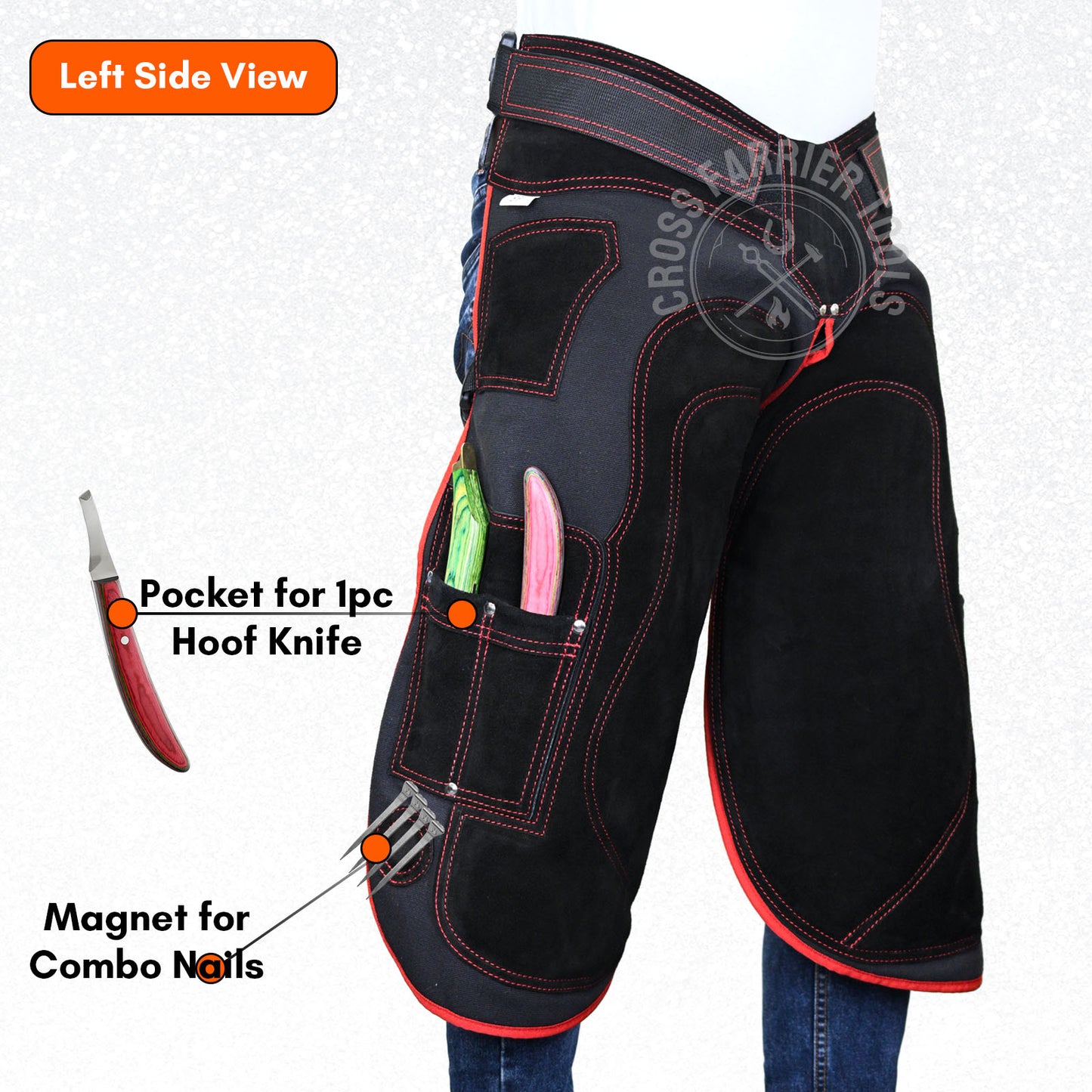 Durable Leather Farrier Chaps – Hoof Trimming Apron with Knife Pockets