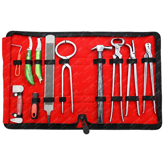 Horse Farrier Tools Kit – Hoof Trimming & Shoeing Set with Case