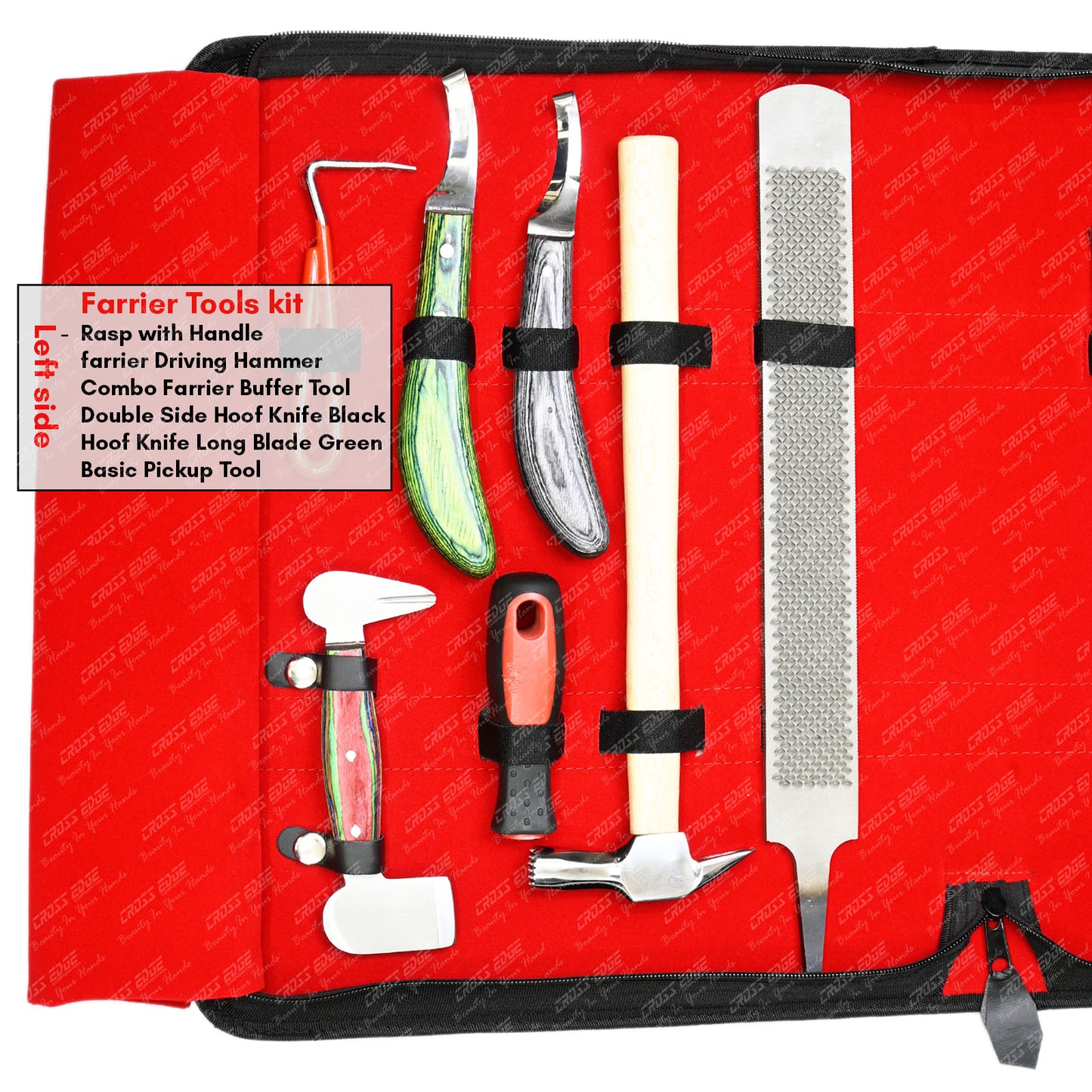 Horse Farrier Tools Kit – 10 Pc Professional Hoof Trimming & Shoeing Set with Case